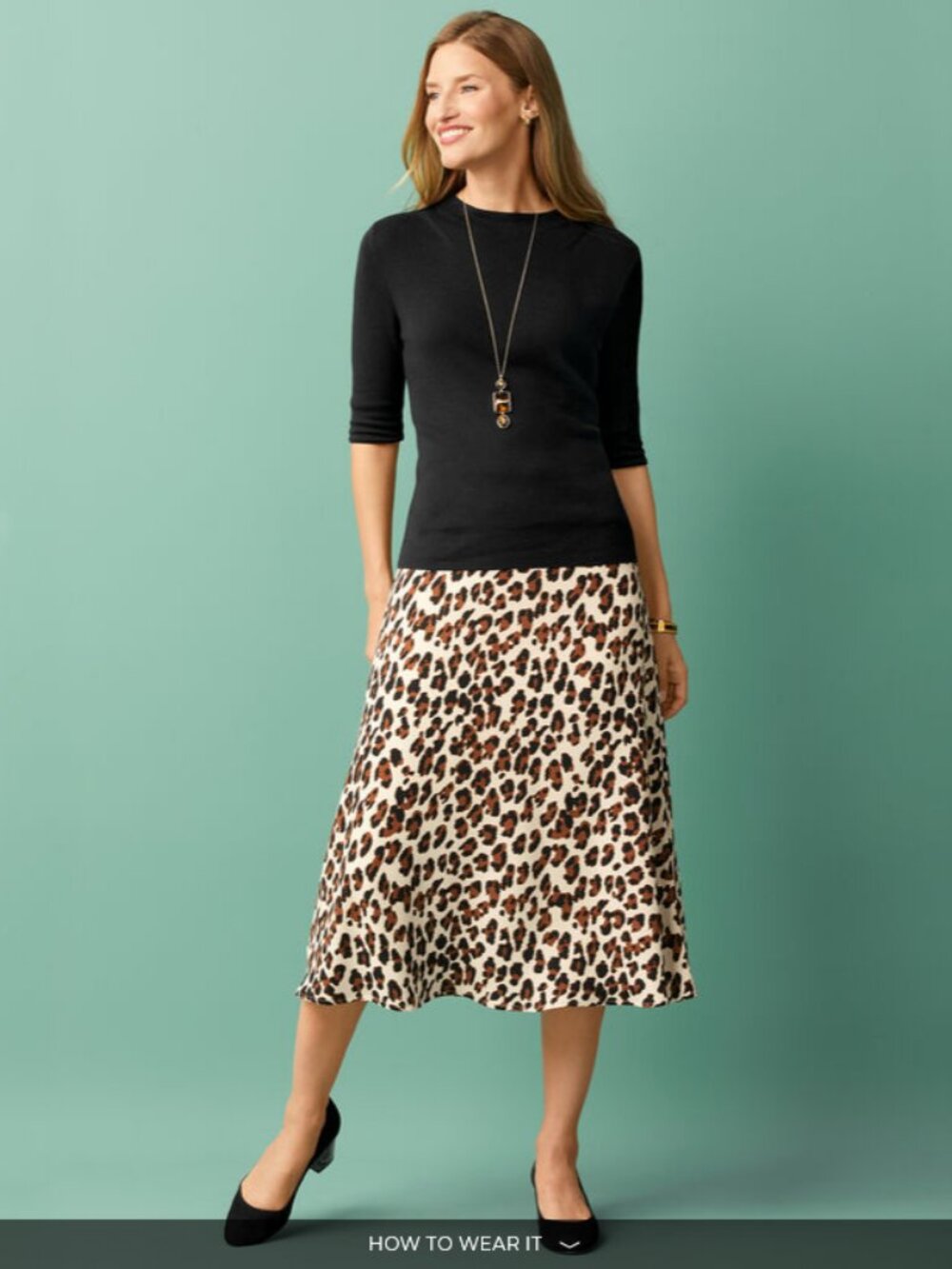 Talbots Size 2 Leopard Cheetah Print A-Line Midi Skirt